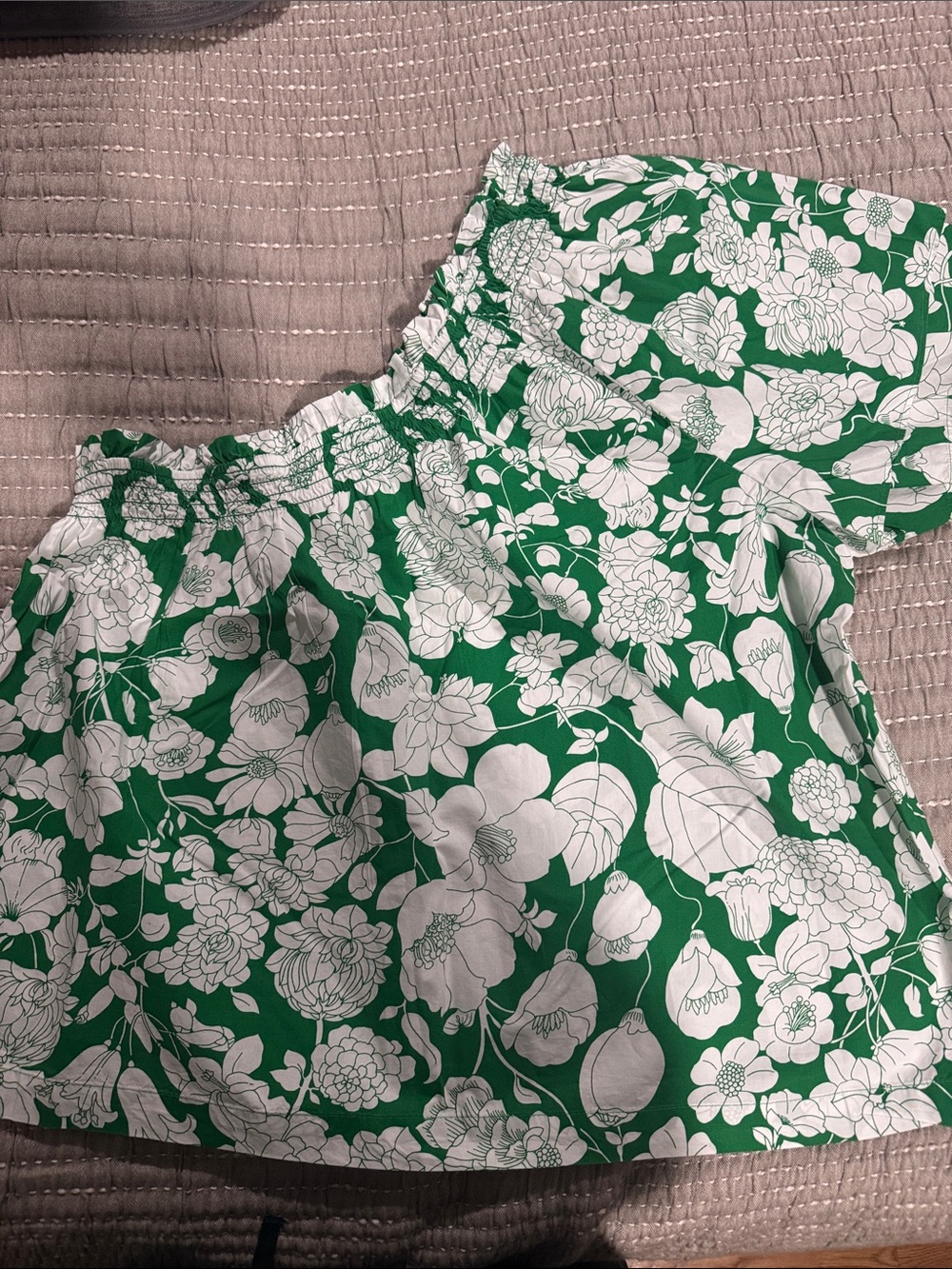 J. Crew Green and White Floral Mini Skirt